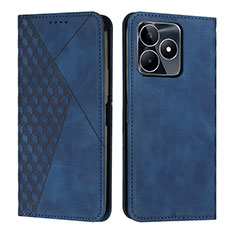 Custodia Portafoglio In Pelle Cover con Supporto Y02X per Realme C51 Blu