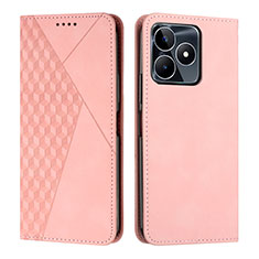 Custodia Portafoglio In Pelle Cover con Supporto Y02X per Realme C53 India Oro Rosa