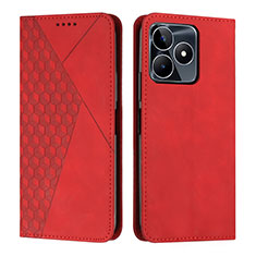 Custodia Portafoglio In Pelle Cover con Supporto Y02X per Realme C53 India Rosso