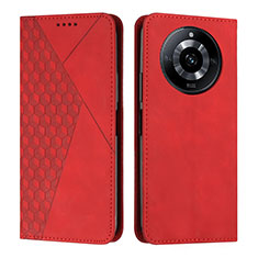 Custodia Portafoglio In Pelle Cover con Supporto Y02X per Realme Narzo 60 5G Rosso