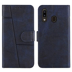 Custodia Portafoglio In Pelle Cover con Supporto Y02X per Samsung Galaxy A30 Blu