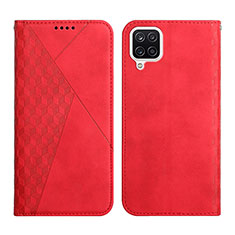 Custodia Portafoglio In Pelle Cover con Supporto Y02X per Samsung Galaxy F12 Rosso