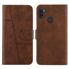 Custodia Portafoglio In Pelle Cover con Supporto Y02X per Samsung Galaxy M11 Marrone