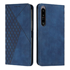 Custodia Portafoglio In Pelle Cover con Supporto Y02X per Sony Xperia 1 IV Blu