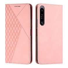 Custodia Portafoglio In Pelle Cover con Supporto Y02X per Sony Xperia 1 IV SO-51C Oro Rosa