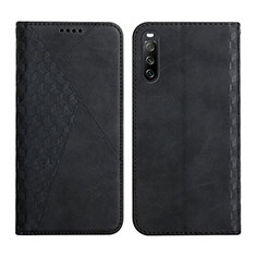 Custodia Portafoglio In Pelle Cover con Supporto Y02X per Sony Xperia 10 III Nero