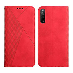 Custodia Portafoglio In Pelle Cover con Supporto Y02X per Sony Xperia 10 III SO-52B Rosso