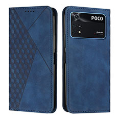 Custodia Portafoglio In Pelle Cover con Supporto Y02X per Xiaomi Poco M4 Pro 4G Blu