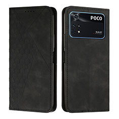 Custodia Portafoglio In Pelle Cover con Supporto Y02X per Xiaomi Poco M4 Pro 4G Nero