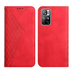 Custodia Portafoglio In Pelle Cover con Supporto Y02X per Xiaomi Poco M4 Pro 5G Rosso