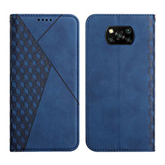 Custodia Portafoglio In Pelle Cover con Supporto Y02X per Xiaomi Poco X3 NFC Blu