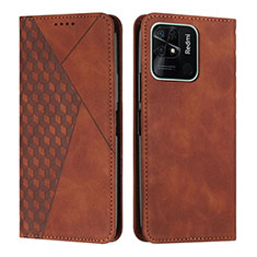 Custodia Portafoglio In Pelle Cover con Supporto Y02X per Xiaomi Redmi 10 India Marrone