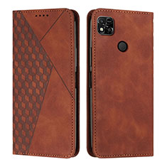 Custodia Portafoglio In Pelle Cover con Supporto Y02X per Xiaomi Redmi 9C Marrone