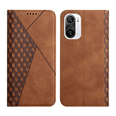 Custodia Portafoglio In Pelle Cover con Supporto Y02X per Xiaomi Redmi K40 5G Marrone