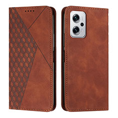 Custodia Portafoglio In Pelle Cover con Supporto Y02X per Xiaomi Redmi K50i 5G Marrone