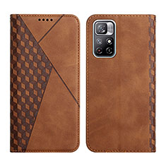 Custodia Portafoglio In Pelle Cover con Supporto Y02X per Xiaomi Redmi Note 11T 5G Marrone