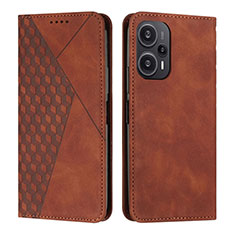 Custodia Portafoglio In Pelle Cover con Supporto Y02X per Xiaomi Redmi Note 12 Turbo 5G Marrone