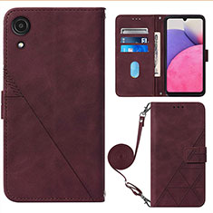 Custodia Portafoglio In Pelle Cover con Supporto Y03B per Samsung Galaxy A03 Core Rosso Rosa