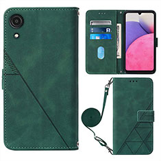 Custodia Portafoglio In Pelle Cover con Supporto Y03B per Samsung Galaxy A03 Core Verde