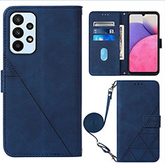 Custodia Portafoglio In Pelle Cover con Supporto Y03B per Samsung Galaxy A23 4G Blu