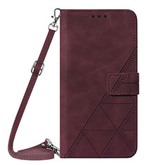 Custodia Portafoglio In Pelle Cover con Supporto Y03B per Samsung Galaxy M53 5G Rosso Rosa