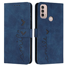 Custodia Portafoglio In Pelle Cover con Supporto Y03X per Motorola Moto E20 Blu