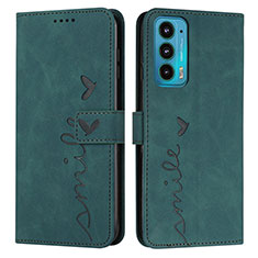 Custodia Portafoglio In Pelle Cover con Supporto Y03X per Motorola Moto Edge 20 5G Verde