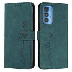 Custodia Portafoglio In Pelle Cover con Supporto Y03X per Motorola Moto Edge 20 Pro 5G Verde