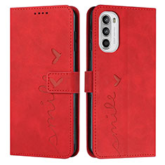 Custodia Portafoglio In Pelle Cover con Supporto Y03X per Motorola Moto Edge (2022) 5G Rosso