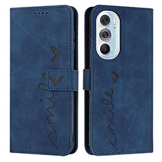 Custodia Portafoglio In Pelle Cover con Supporto Y03X per Motorola Moto Edge X30 5G Blu