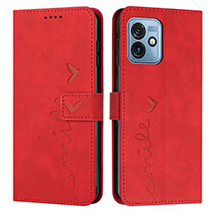 Custodia Portafoglio In Pelle Cover con Supporto Y03X per Motorola Moto G 5G (2023) Rosso