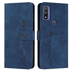Custodia Portafoglio In Pelle Cover con Supporto Y03X per Motorola Moto G Pure Blu