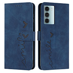 Custodia Portafoglio In Pelle Cover con Supporto Y03X per Motorola Moto G200 5G Blu