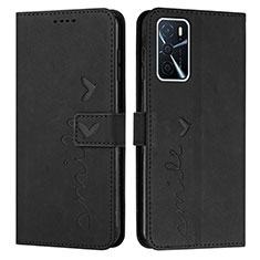 Custodia Portafoglio In Pelle Cover con Supporto Y03X per Oppo A16 Nero