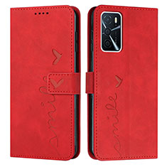 Custodia Portafoglio In Pelle Cover con Supporto Y03X per Oppo A16s Rosso