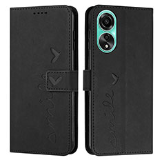 Custodia Portafoglio In Pelle Cover con Supporto Y03X per Oppo A18 Nero