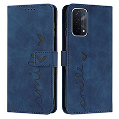 Custodia Portafoglio In Pelle Cover con Supporto Y03X per Oppo A54 5G Blu