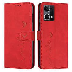 Custodia Portafoglio In Pelle Cover con Supporto Y03X per Oppo F21 Pro 4G Rosso