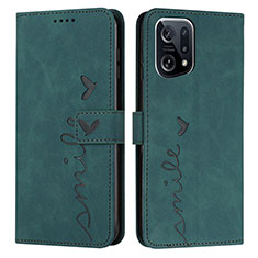 Custodia Portafoglio In Pelle Cover con Supporto Y03X per Oppo Find X5 5G Verde