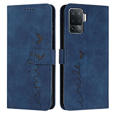 Custodia Portafoglio In Pelle Cover con Supporto Y03X per Oppo Reno5 Lite Blu