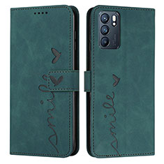 Custodia Portafoglio In Pelle Cover con Supporto Y03X per Oppo Reno6 5G Verde