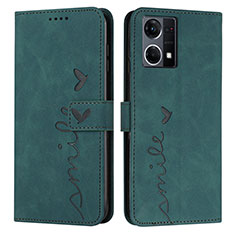 Custodia Portafoglio In Pelle Cover con Supporto Y03X per Oppo Reno7 4G Verde