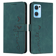 Custodia Portafoglio In Pelle Cover con Supporto Y03X per Oppo Reno7 5G Verde