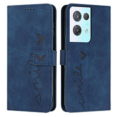 Custodia Portafoglio In Pelle Cover con Supporto Y03X per Oppo Reno8 Pro 5G Blu