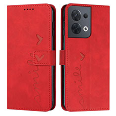 Custodia Portafoglio In Pelle Cover con Supporto Y03X per Oppo Reno9 5G Rosso