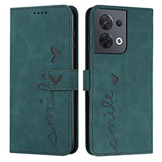 Custodia Portafoglio In Pelle Cover con Supporto Y03X per Oppo Reno9 Pro 5G Verde