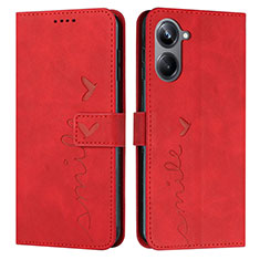 Custodia Portafoglio In Pelle Cover con Supporto Y03X per Realme 10 4G Rosso