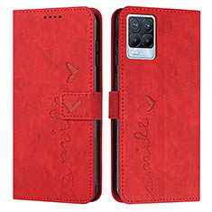 Custodia Portafoglio In Pelle Cover con Supporto Y03X per Realme 8 4G Rosso