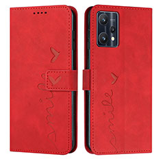 Custodia Portafoglio In Pelle Cover con Supporto Y03X per Realme 9 4G Rosso