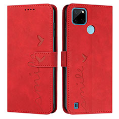 Custodia Portafoglio In Pelle Cover con Supporto Y03X per Realme C21Y Rosso